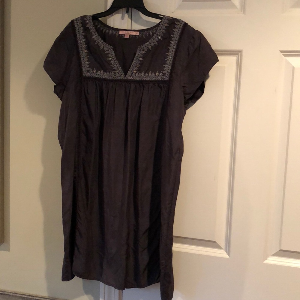 Calypso Grey Silk Dress -Size M - Sequin Detail